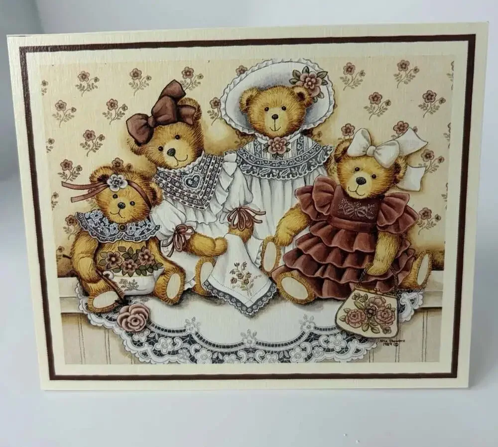 Victorian Teddies Blank Note Cards Vintage Nita Showers 1990 Lang Graphics